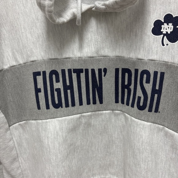 Champion Reverse Weave Notre Dame Cropped Hoodie Women's‎ Large Gray Sweatshirt - Picture 3 of 9